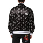 Dolce & Gabbana Black Polyester Heart Print Bomber Jacket JKT41523-44