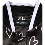 Dolce & Gabbana Black Polyester Heart Print Bomber Jacket JKT41523-44
