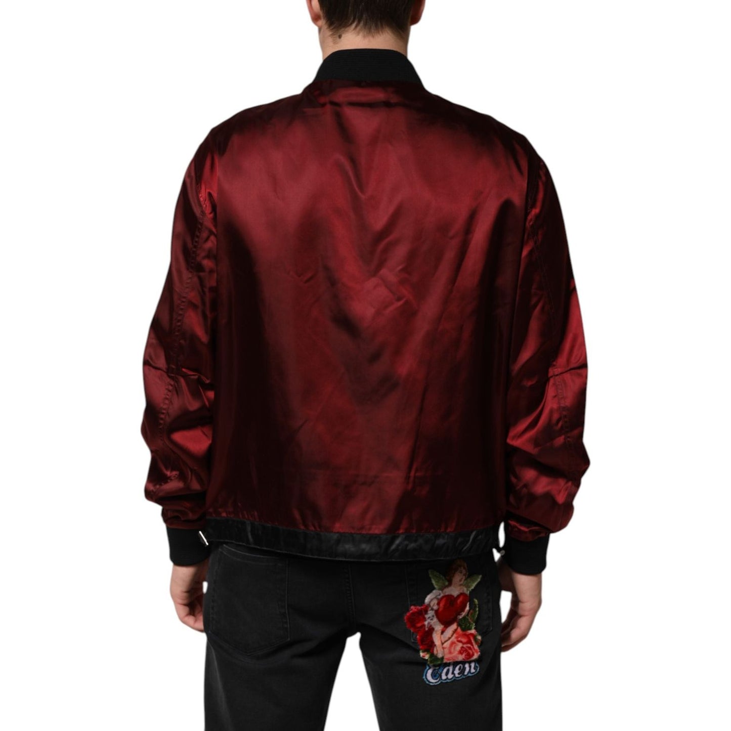 Dolce & Gabbana Maroon Nylon DG Crown Embroidery Jacket JKT41533-50