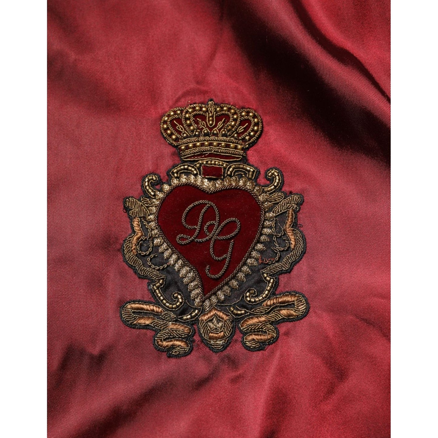 Dolce & Gabbana Maroon Nylon DG Crown Embroidery Jacket JKT41533-50