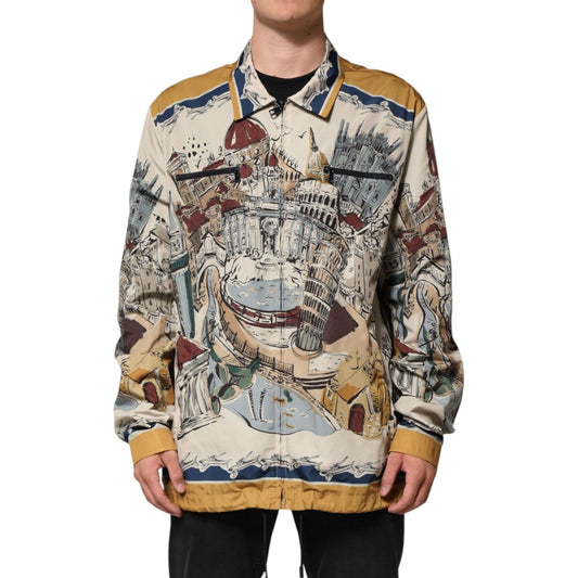Dolce & Gabbana Multicolor Italian Motif Men Bomber Jacket JKT41535-56