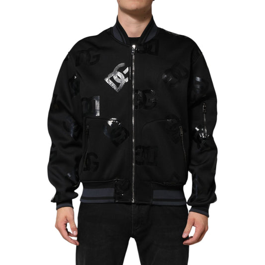 Dolce & Gabbana Black Wool Logo DG Mania Men Bomber Jacket JKT41541-54
