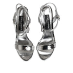 Dolce & Gabbana Silver Leather Platform Keira Sandals Shoes