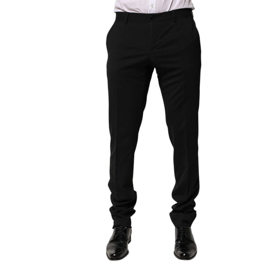 Dolce & Gabbana Black Wool Tapered Formal Men Dress Pants