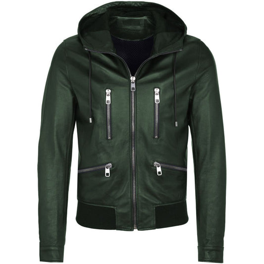 Dolce & Gabbana Green Lambskin Jacket DO-15914-IT48 | M