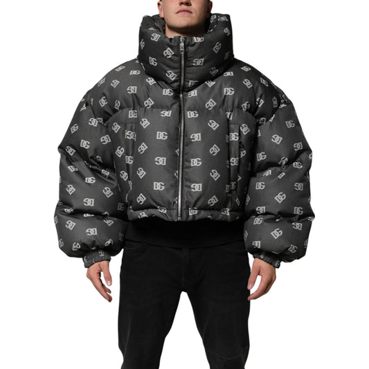 Dolce & Gabbana Black DG Monogram Full Zip Puffer Men Jacket JKT41544-50