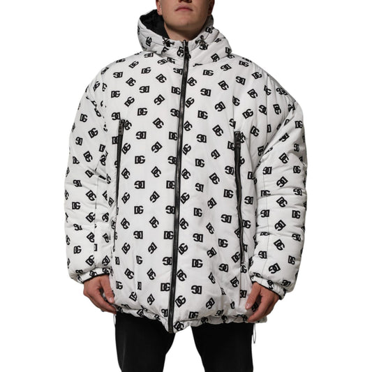 Dolce & Gabbana White DG Monogram Hooded Puffer Jacket JKT41555-2