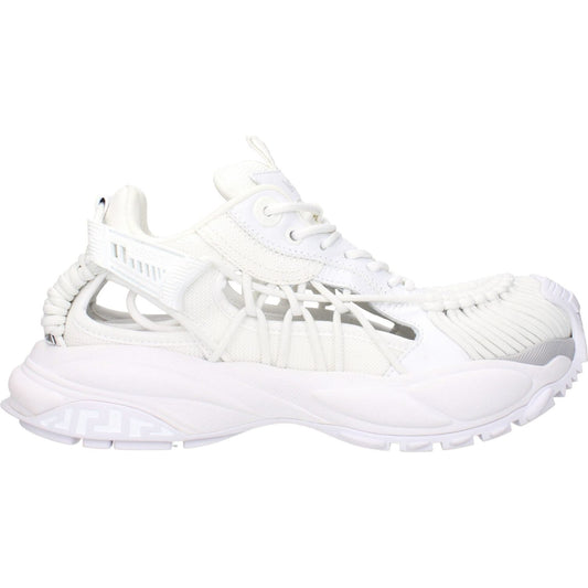 Versace White Leather Athletic Sneakers