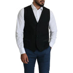 Dolce & Gabbana Black Wool Men Formal Waistcoat Vest