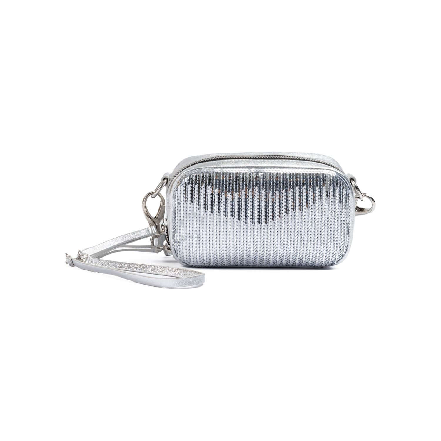 Front view with bag zipped and handles upright.