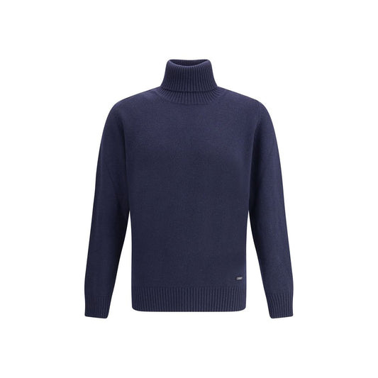 Brooksfield Blue Fleece Wool Turtleneck Brooksfield