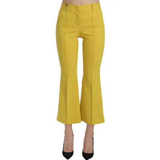 Dolce & Gabbana Yellow Flared Bootcut Capri Cotton Pants Dolce & Gabbana