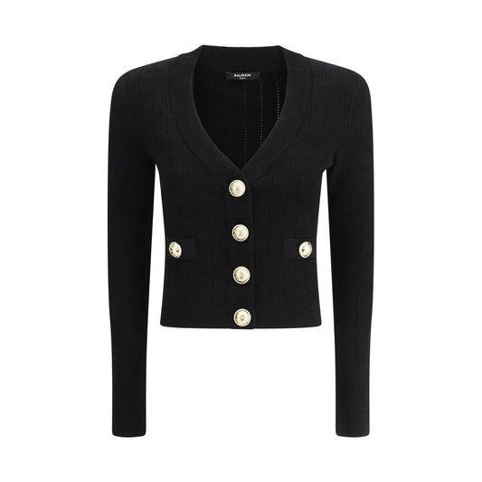 Balmain Black Viscose Cardigan Balmain