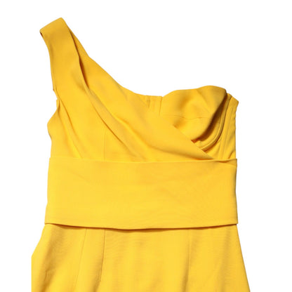 Dolce & Gabbana Yellow One Shoulder Side Slit Sheath Dress Dolce & Gabbana