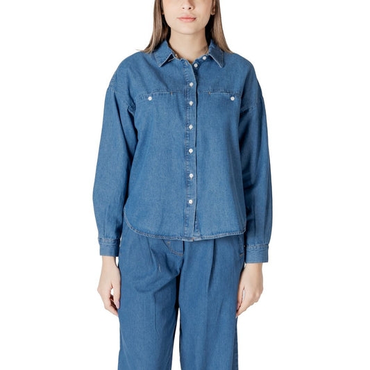 ICHI Blue Cotton Blouse 1728,34 | XXS,71956299936,Blouses - Shirts - Clothing,Blue,Clothing,ICHI,New with tags,Shirts - Clothing,Women