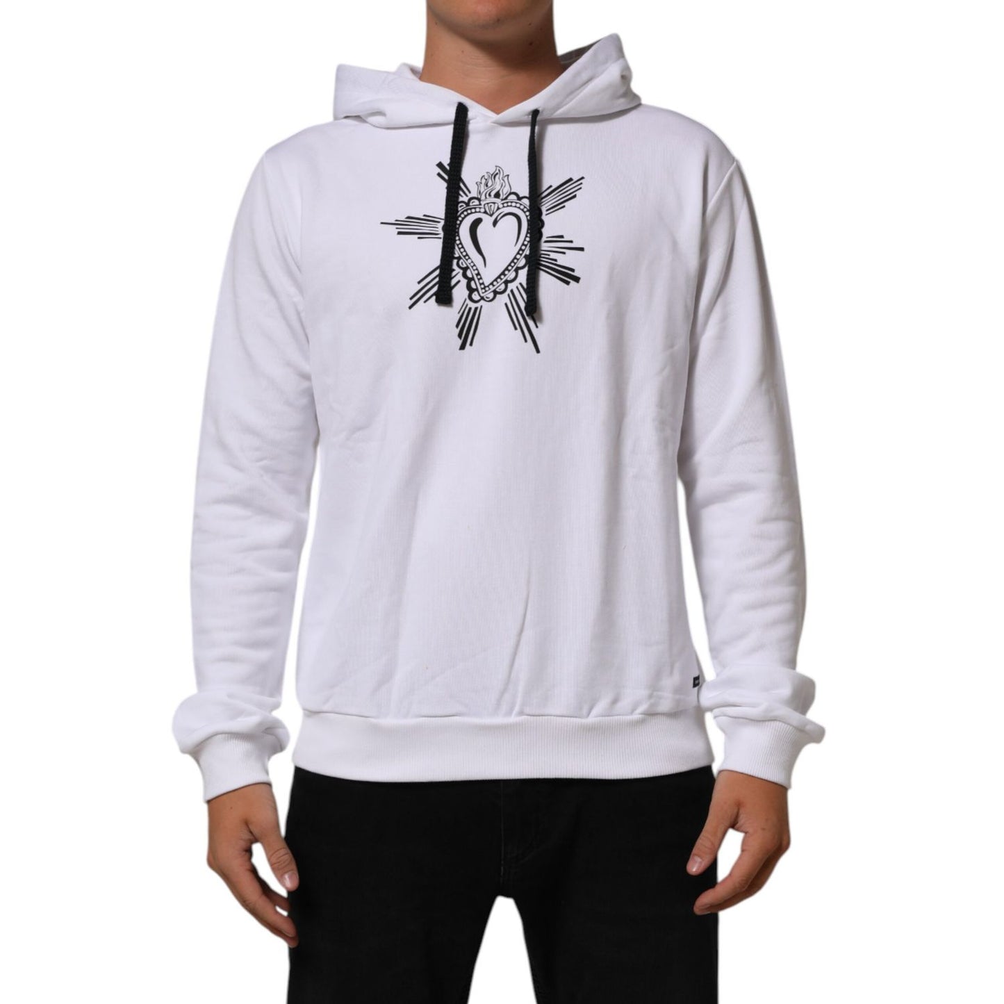 Dolce & Gabbana White Sacred Heart Hooded Sweatshirt Sweater Dolce & Gabbana