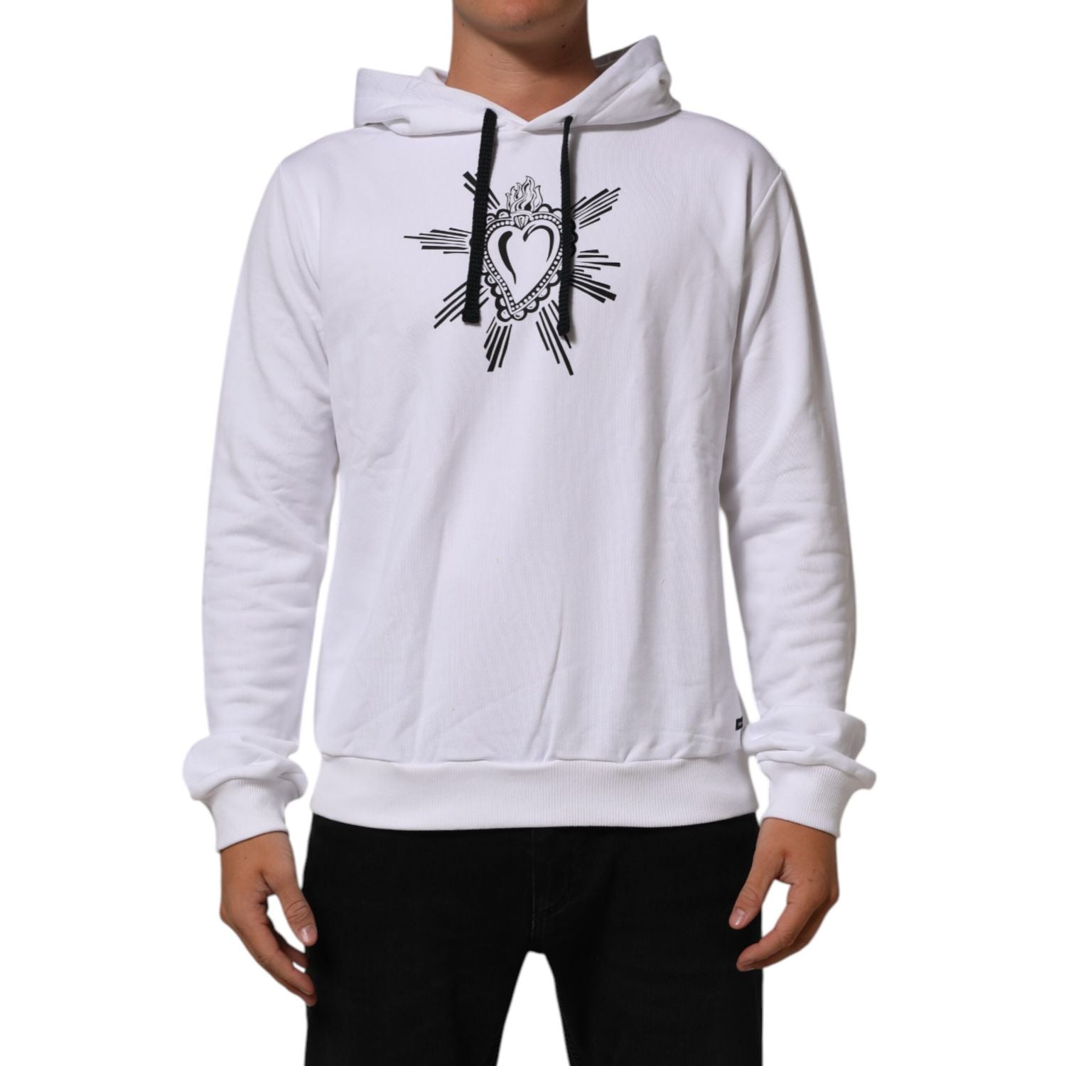 Dolce & Gabbana White Sacred Heart Hooded Sweatshirt Sweater