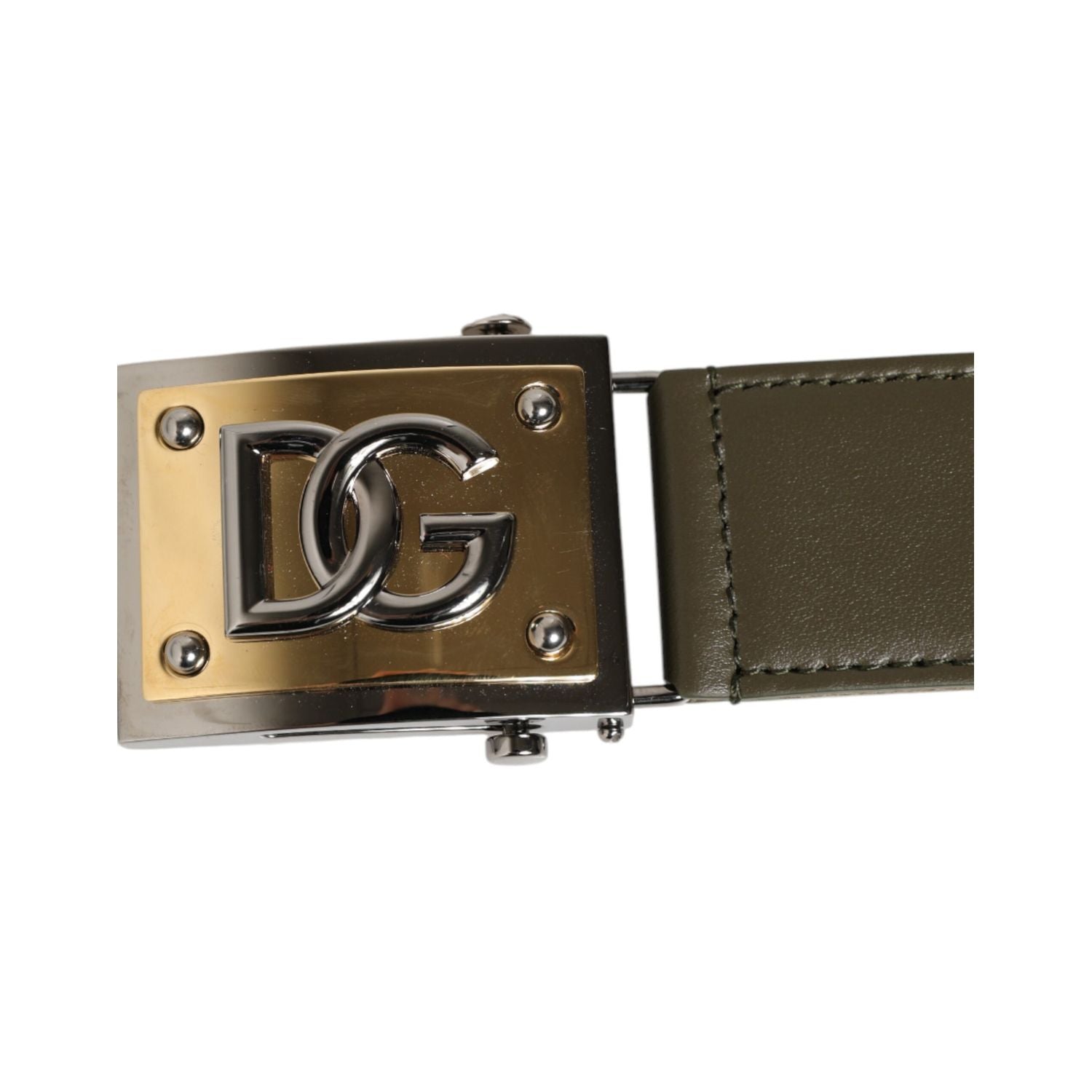 Dolce & Gabbana Military Green Nylon Logo Metal Buckle Belt