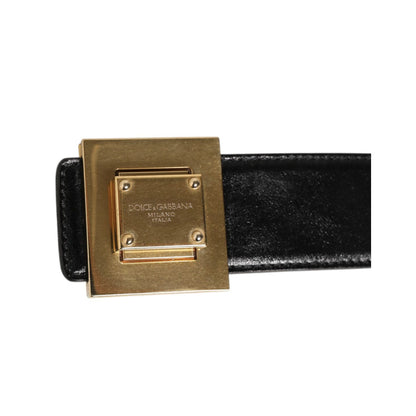 Dolce & Gabbana Black Leather Classic Metal Logo Buckle Belt Dolce & Gabbana