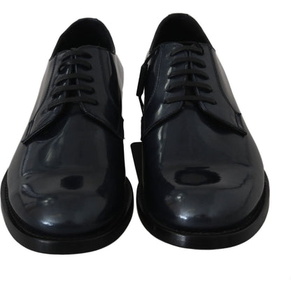 Dolce & Gabbana Blue Leather Derby Dress Formal Shoes