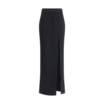 Alessandra Rich Black Fleece Wool Long Skirt Alessandra Rich