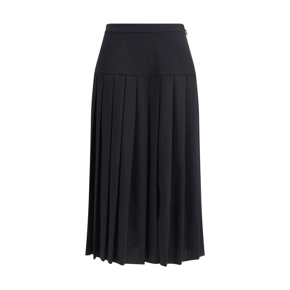 Alessandra Rich Black Fleece Wool Midi Skirt Alessandra Rich
