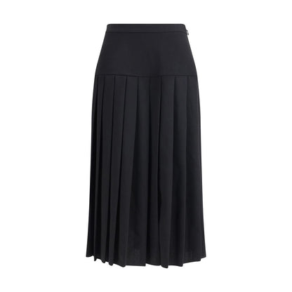 Alessandra Rich Black Fleece Wool Midi Skirt Alessandra Rich