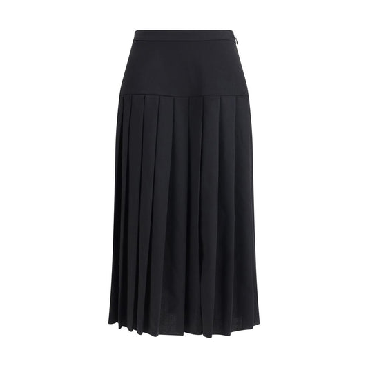 Alessandra Rich Black Fleece Wool Midi Skirt Alessandra Rich