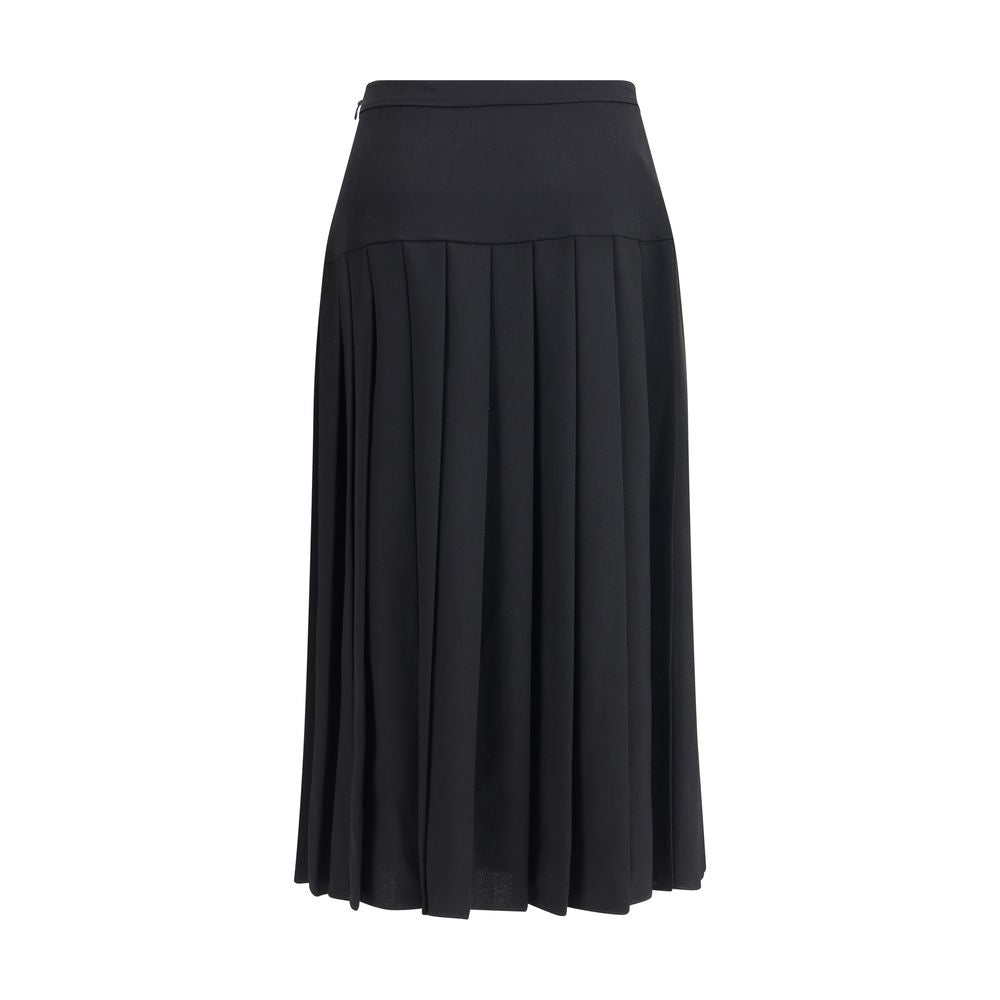 Alessandra Rich Black Fleece Wool Midi Skirt Alessandra Rich
