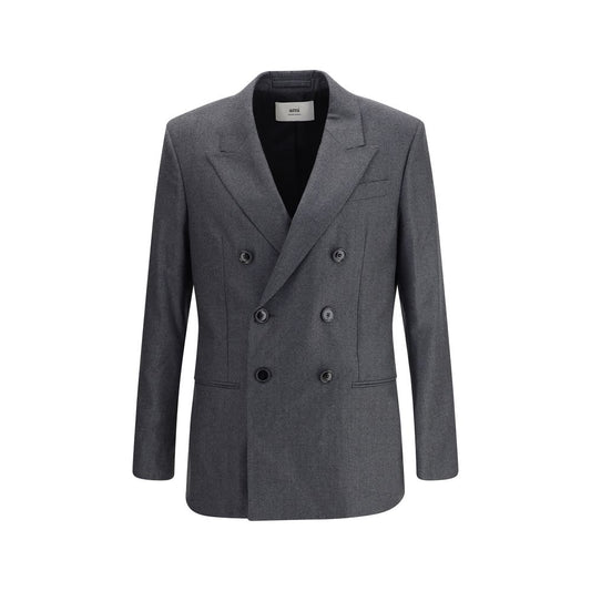 Ami Paris Gray Fleece Wool Blazer Ami Paris