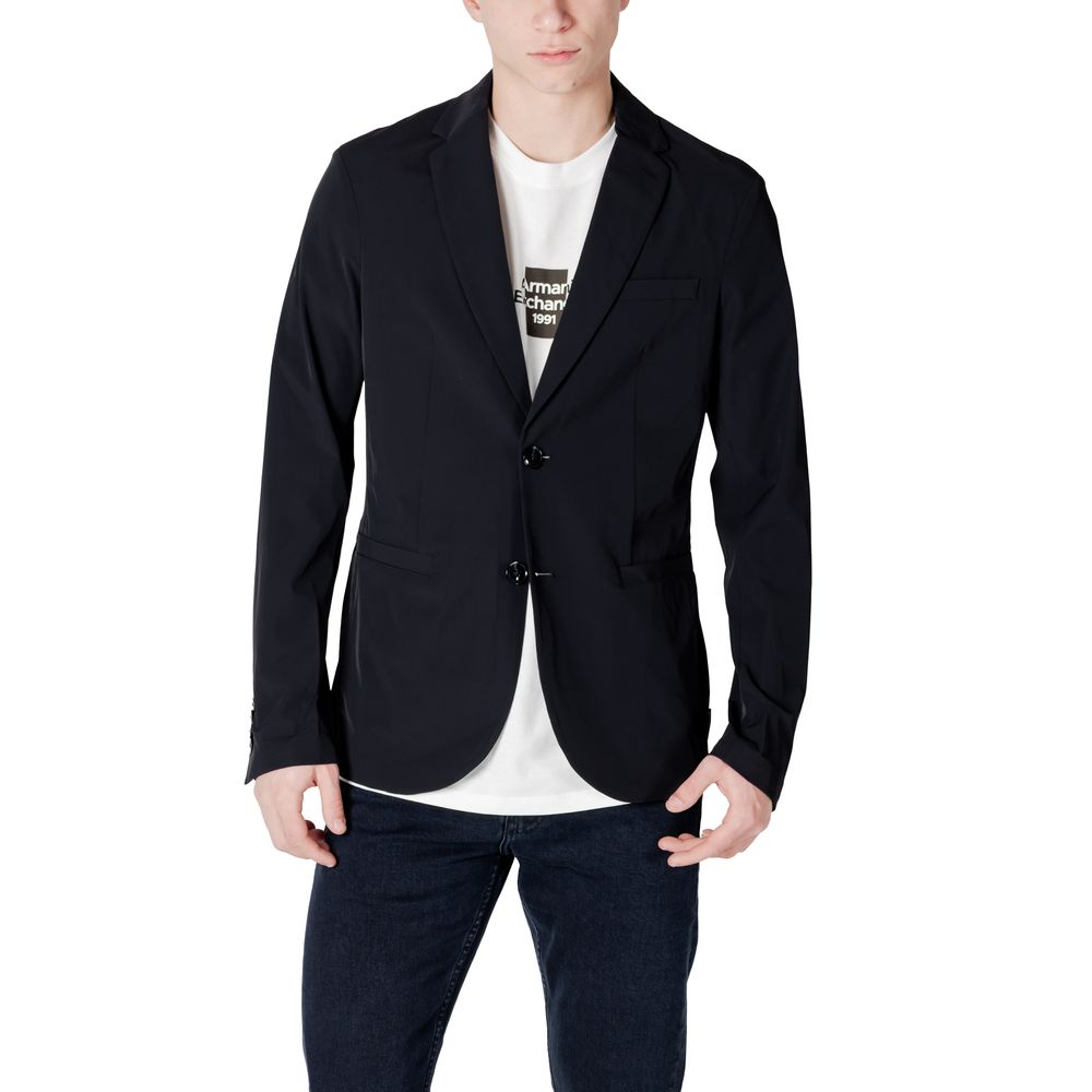 Armani Exchange Black Cotton Blazer Armani Exchange