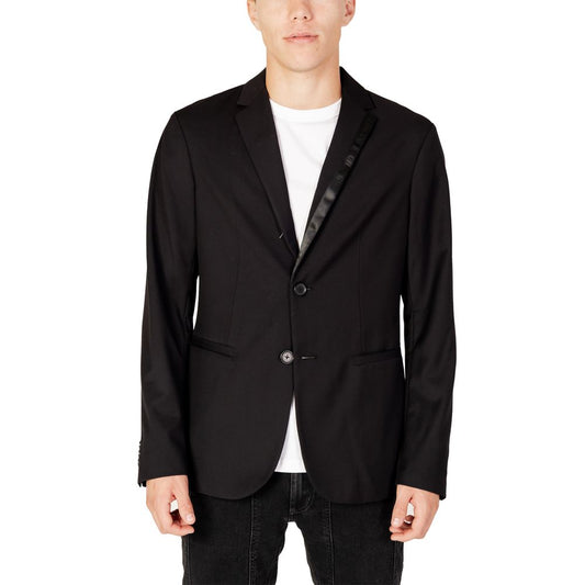 Armani Exchange Black Polyester Blazer Armani Exchange