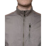 Armani Jeans Brown Cotton Full Zip Bomber Logo Jacket Armani Jeans Slate Gray