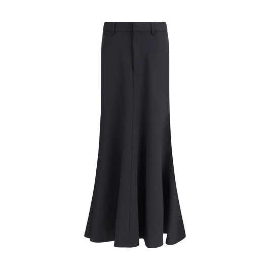 Balenciaga Black Fleece Wool Long Skirt Balenciaga