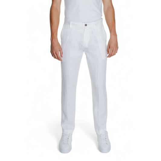 Borghese White Linen Casual Pants Borghese