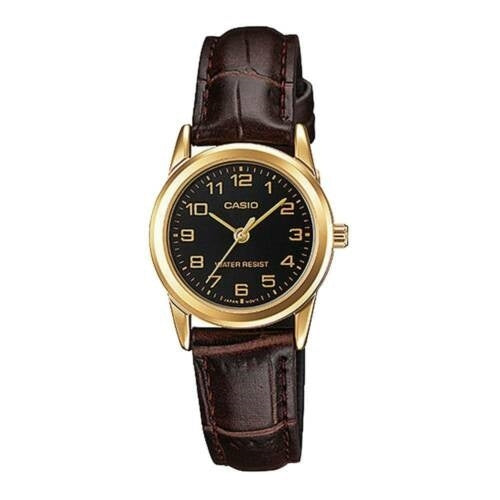 CASIO COLLECTION Mod. LADY 3H GOLD, LEATHER - BLACK CASIO COLLECTION & VINTAGE