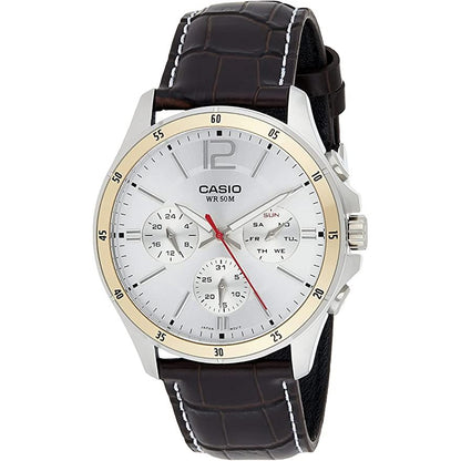 CASIO COLLECTION Mod. MULTIFUNCTION CALENDAR, LEATHER - SILVER