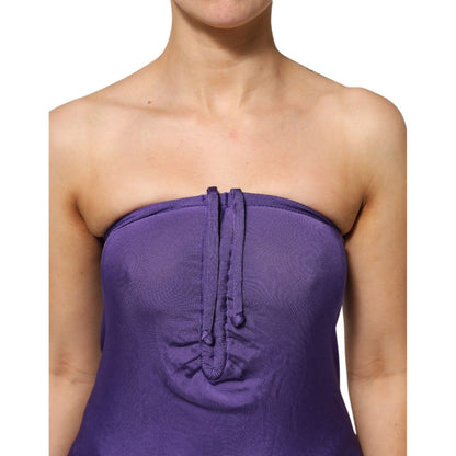 Cavalli Class Purple Viscose Elastane Strapless Bodycon Dress Cavalli Class