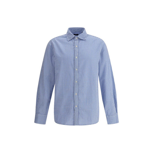 Deperlu Light Blue Cotton Pattern Shirt Deperlu