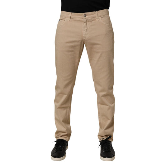 Dolce & Gabbana Beige Cotton Skinny Regular Men Denim Jeans Dolce & Gabbana