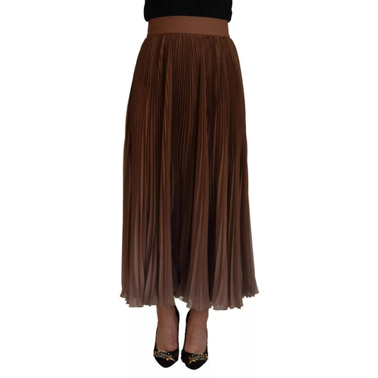 Dolce & Gabbana Beige Longuette Plisse Chiffon Midi Skirt Dolce & Gabbana