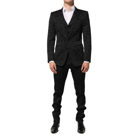 Dolce & Gabbana Black 3 Piece Brocade Jacquard Suit MARTINI Dolce & Gabbana