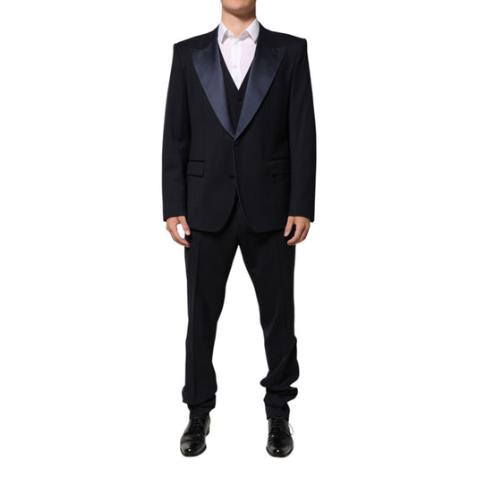 Dolce & Gabbana Black 3 Piece Wool Silk Blend Suit SICILIA Dolce & Gabbana
