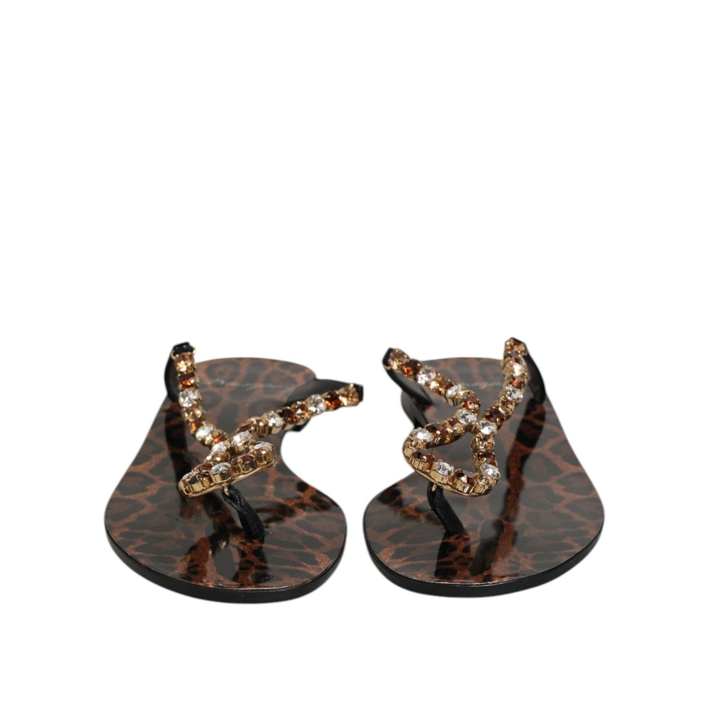 Dolce & Gabbana Black Crystals Flats Sandals Beachwear Shoes Dolce & Gabbana