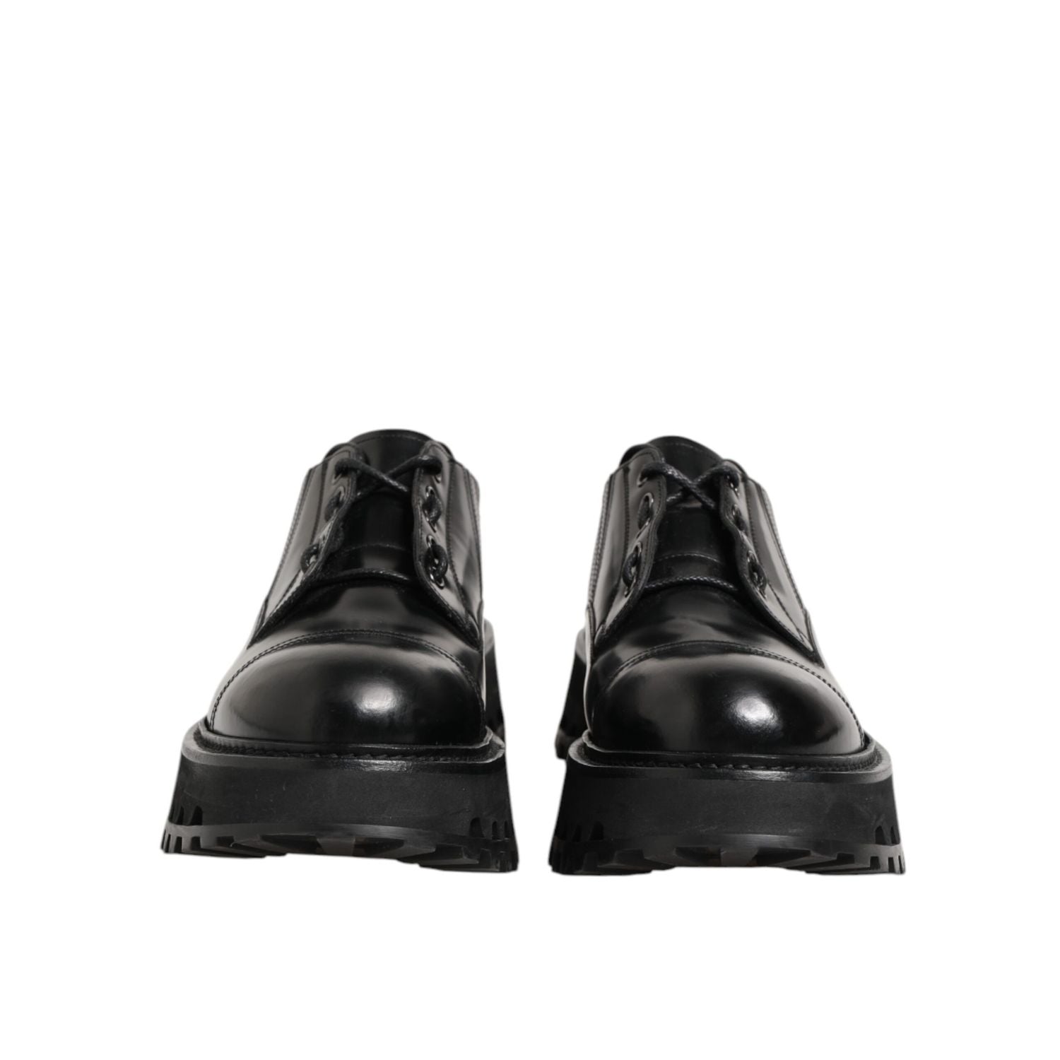 Dolce & Gabbana Black Leather Lace Up Derby Men Dress Shoes