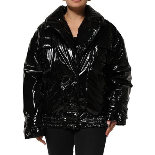 Dolce & Gabbana Black Polyester Quilted Puffer Coat Jacket