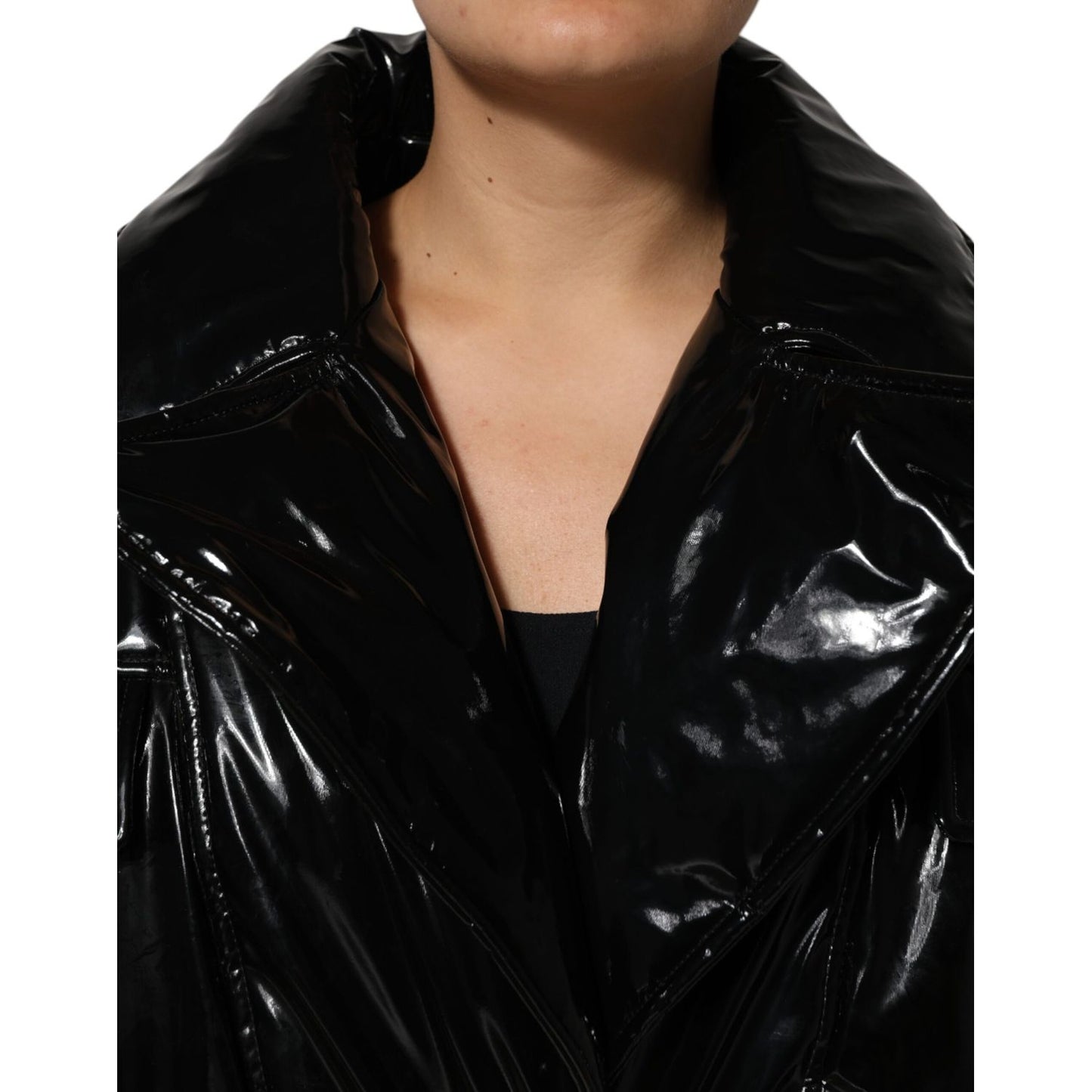 Dolce & Gabbana Black Polyester Quilted Puffer Coat Jacket