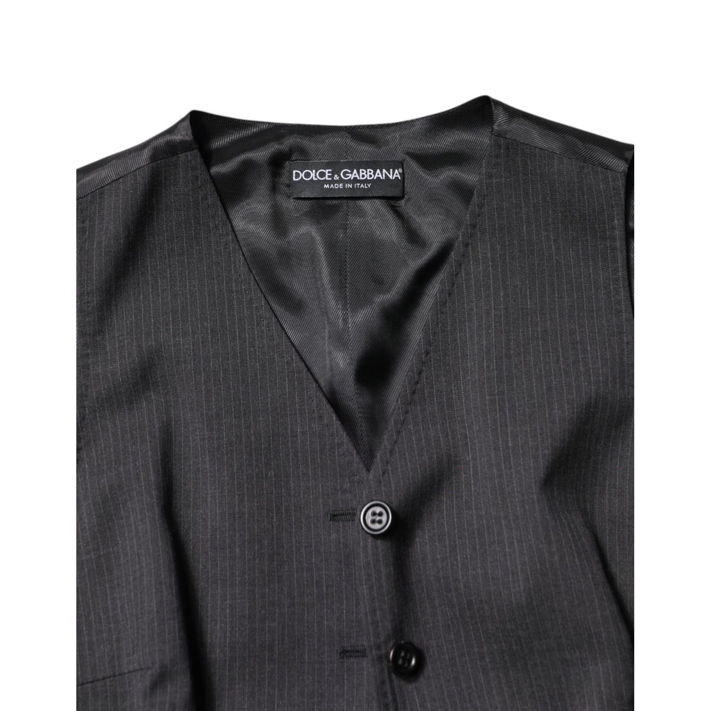 Dolce & Gabbana Black Striped Button Down Sleeveless Vest Top Dolce & Gabbana