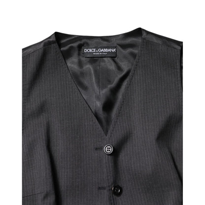 Dolce & Gabbana Black Striped Button Down Sleeveless Vest Top Dolce & Gabbana