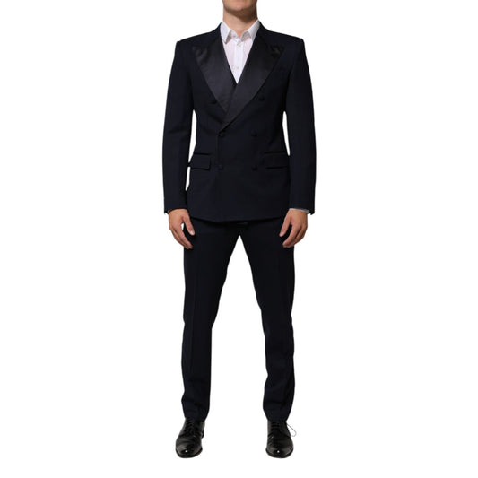 Dolce & Gabbana Black Wool 3 Piece Slim Fit Formal Men Suit Dolce & Gabbana